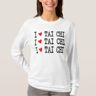 Ik hou van Tai Chi, rood hart, ik hoor Tai Chi 3 r T-shirt