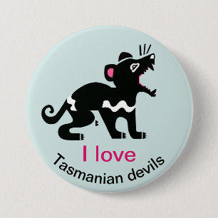 Ik hou van Tasmaanse duivels Australian Wildlife - Ronde Button 7,6 Cm