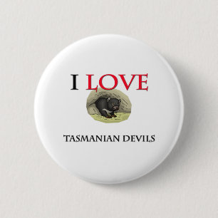 Ik hou van Tasmaanse duivels Ronde Button 5,7 Cm