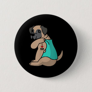 Ik hou van Tattoo Engels Mastiff Moeder Dog Ronde Button 5,7 Cm