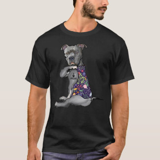 Ik hou van Tattoo Pitbull Hondenliefhebber vrouwen T-shirt