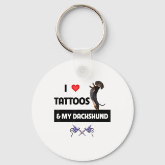 Ik hou van Tattoos en mijn Dachshund Dog Tattooed Sleutelhanger
