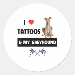 Ik hou van Tattoos en mijn Greyhound Racing Tattoo Ronde Sticker