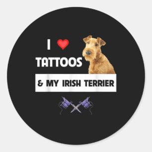 Ik hou van Tattoos en mijn Ierse terrier Dog mam p Ronde Sticker
