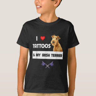 Ik hou van Tattoos en mijn Ierse terrier Dog mam p T-shirt