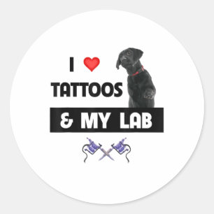 Ik hou van Tattoos en mijn Labrador Retriever Lab Ronde Sticker