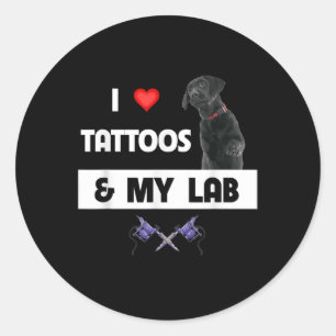 Ik hou van Tattoos en mijn Labrador Retriever Lab Ronde Sticker