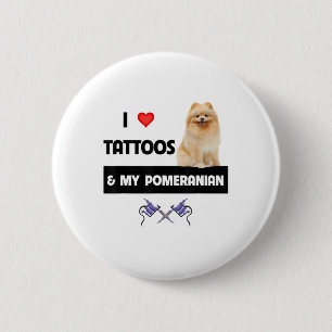 Ik hou van Tattoos en mijn pommerse hond van mama. Ronde Button 5,7 Cm