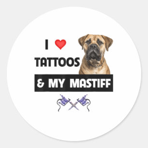 Ik hou van Tattoos en van mijn Mastiff Tattooed Do Ronde Sticker