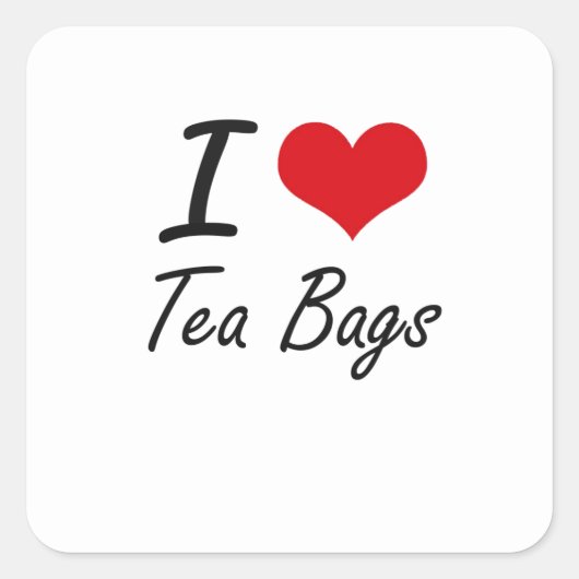 Ik hou van Tea Bags Vierkante Sticker (Voorkant)