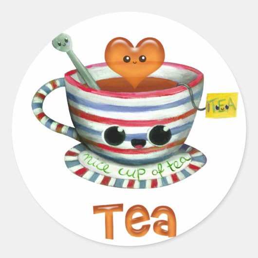 Ik hou van Tea Ronde Sticker (Voorkant)
