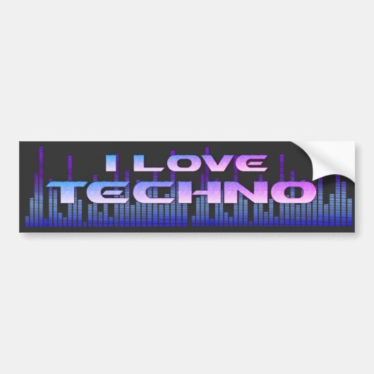 Ik hou van Techno Bumpersticker (Voorkant)
