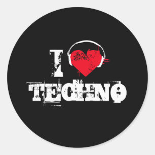 Ik hou van techno ronde sticker