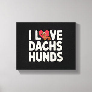 Ik hou van teckels Schattigee Cartoon Canvas Afdruk