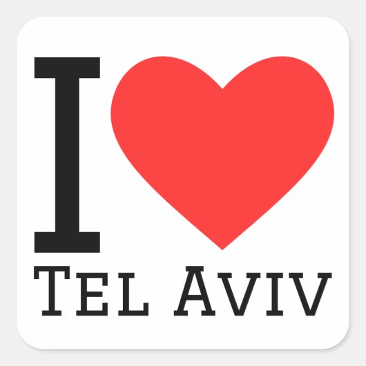 Ik hou van tel aviv vierkante sticker (Voorkant)