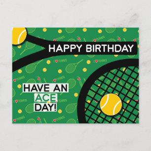 🎾 ik hou van tennis groen geel Tennis Birthday Po Briefkaart