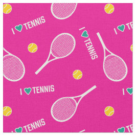Ik hou van tennis op levendig roze en wit stof