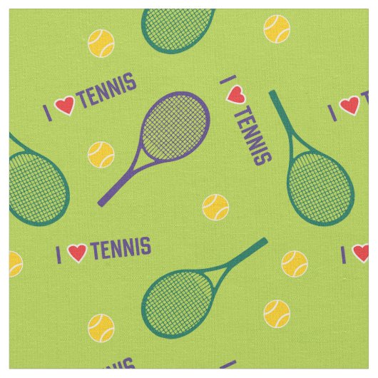 💚 🎾 ik hou van tennis op vers groen, aangepast f stof (Close Up)