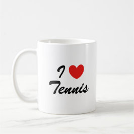 Ik hou van tennis sport typografie koffie Mok