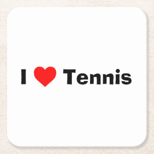 Ik hou van Tennis Vierkante Kartonnen Onderzetter