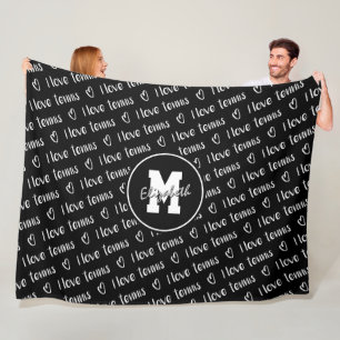 Ik hou van tennissms'jes zwart wit IEDERE kleur Fleece Deken