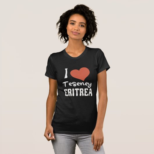 Ik hou van Teseney Eritrea Graphic Art Design T-shirt (Voorkant volledig)