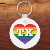 Ik hou van Texas Rainbow Heart Sleutelhanger (Voorkant)