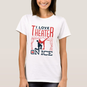 Ik hou van theater op ijsfiguur Skatre T-shirt