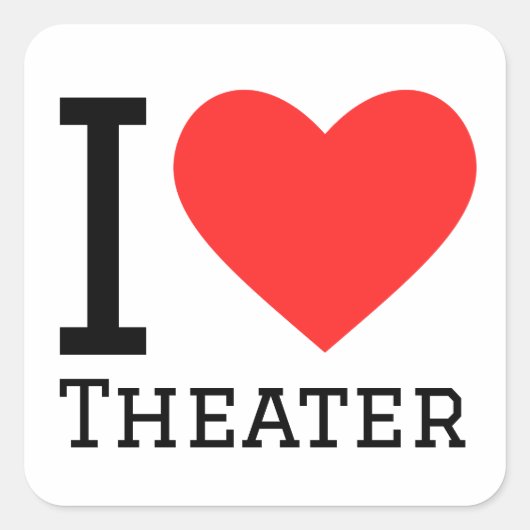 Ik hou van theater vierkante sticker (Voorkant)