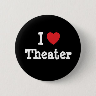 Ik hou van theaterhart aangepast aan maat ronde button 5,7 cm