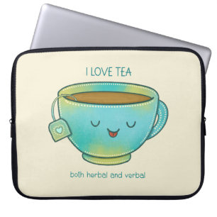 Ik hou van thee, zowel kruidenthee als verbale gra laptop sleeve