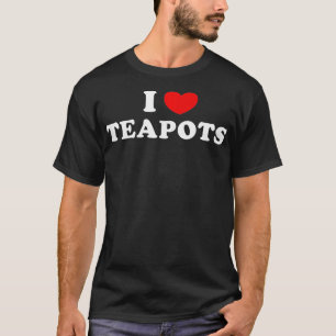 Ik hou van theepotten in hart theepotten t-shirt
