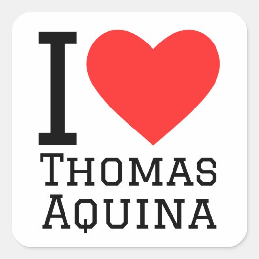 Ik hou van Thomas Aquina Vierkante Sticker (Voorkant)