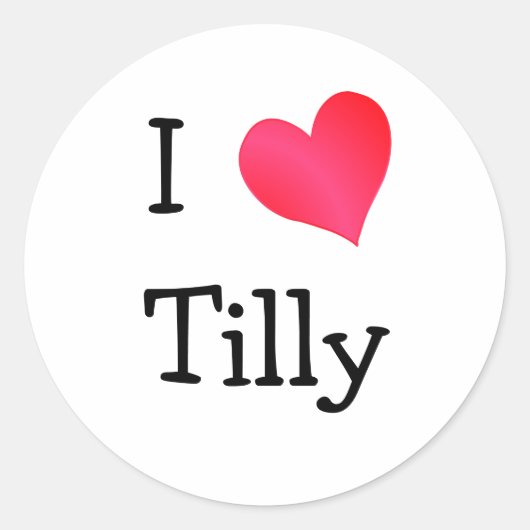 Ik hou van Tilly Ronde Sticker (Voorkant)