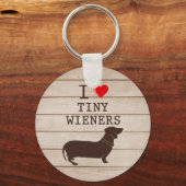 Ik hou van Tiny Wieners Funny Dachshund Meme Sleutelhanger (Voorkant)
