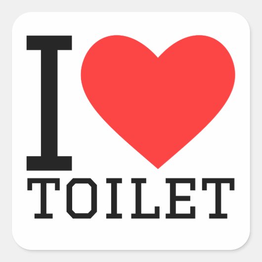 Ik hou van toilet vierkante sticker (Voorkant)