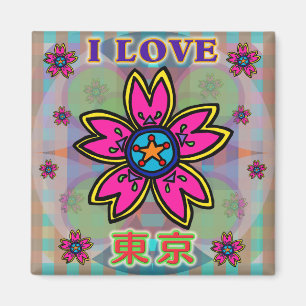 "Ik hou van TOKYO" Flowers Kanji Magnet Magneet
