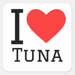 Ik hou van tonijn vierkante sticker