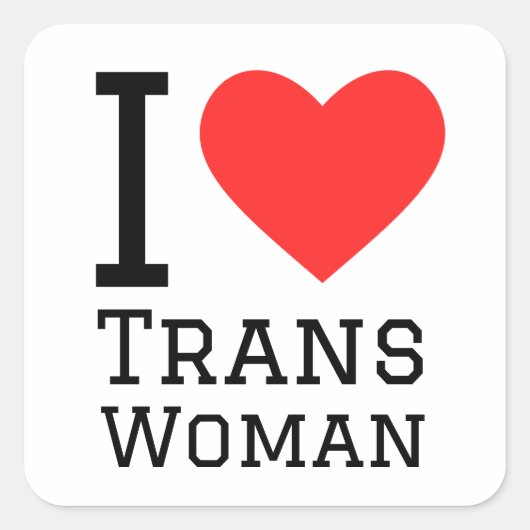 Ik hou van trans vierkante sticker (Voorkant)