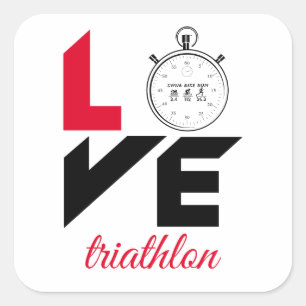Ik hou van triathlon vierkante sticker