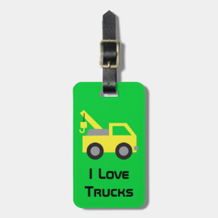 Ik hou van Trucks Yellow Tow Truck Vehicle Bagagel Bagagelabel
