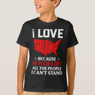 Ik hou van Trump omdat hij kwaad is op de mensen d T-shirt