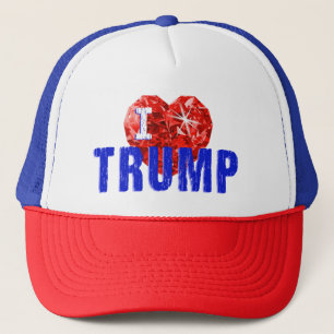 Ik hou van Trump Rood Wit en Blauw Trucker Hoed Pet