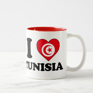 Ik hou van Tunesië Tweekleurige Koffiemok