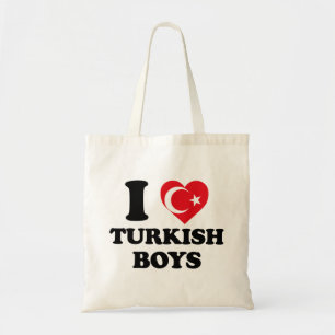 Ik hou van Turkse jongens Turkije Vlag Hart Tote Bag