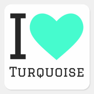 Ik hou van turquoise vierkante sticker