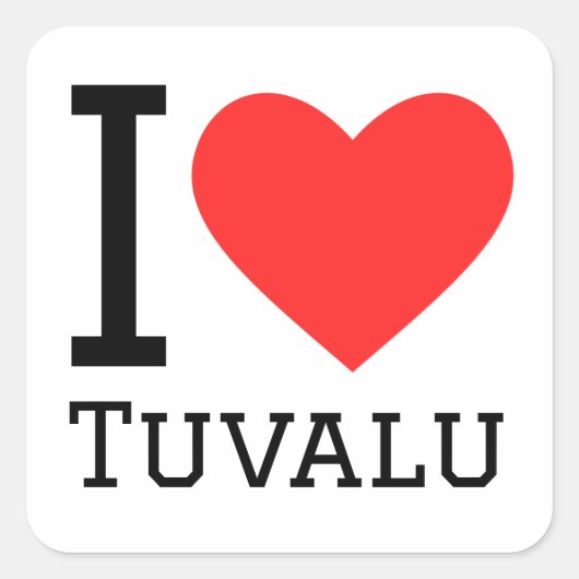 Ik hou van Tuvalu Vierkante Sticker (Voorkant)