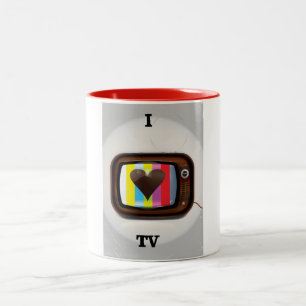 Ik hou van tv-cartoonposter tweekleurige koffiemok