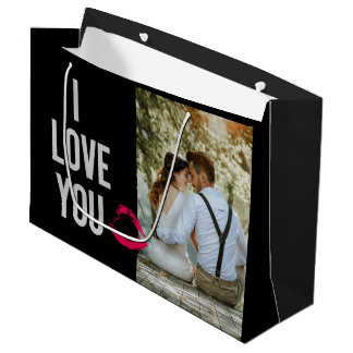 Ik hou van Typografie Lips roze Valentijnse foto Groot Cadeauzakje