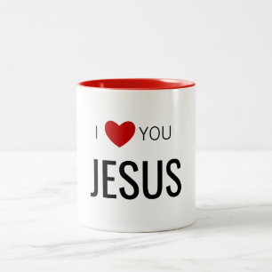 Ik hou van U, Jezus Modern Christelijk Faith Hea Tweekleurige Koffiemok